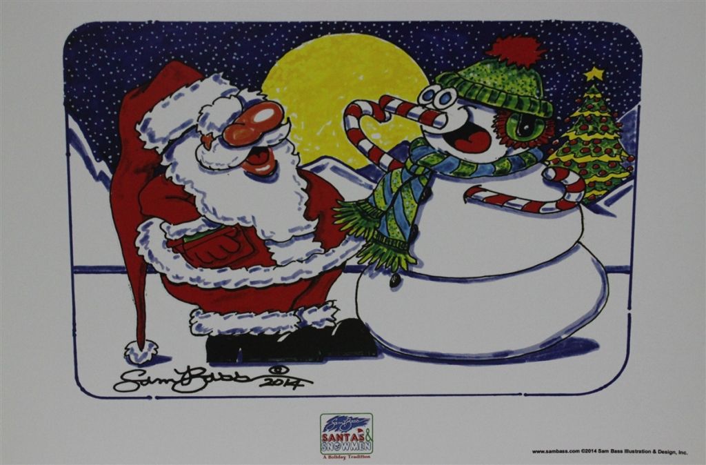 2014 Santa And Snowman 3 Mini Poster 11 X 17 Planbsalescom 1060