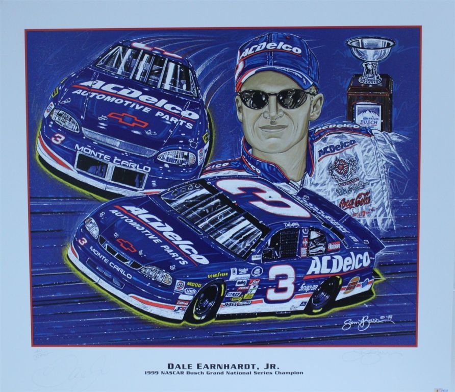 Autographed Dale Earnhardt Jr Bgn 1999 Championship Original Numbered Sam Bass Print 27 X 4816