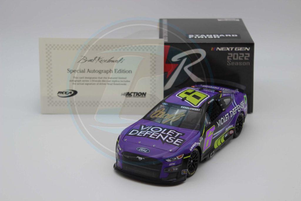 Brad Keselowski Autographed 2022 Violet Defense 1:24 Nascar Diecast