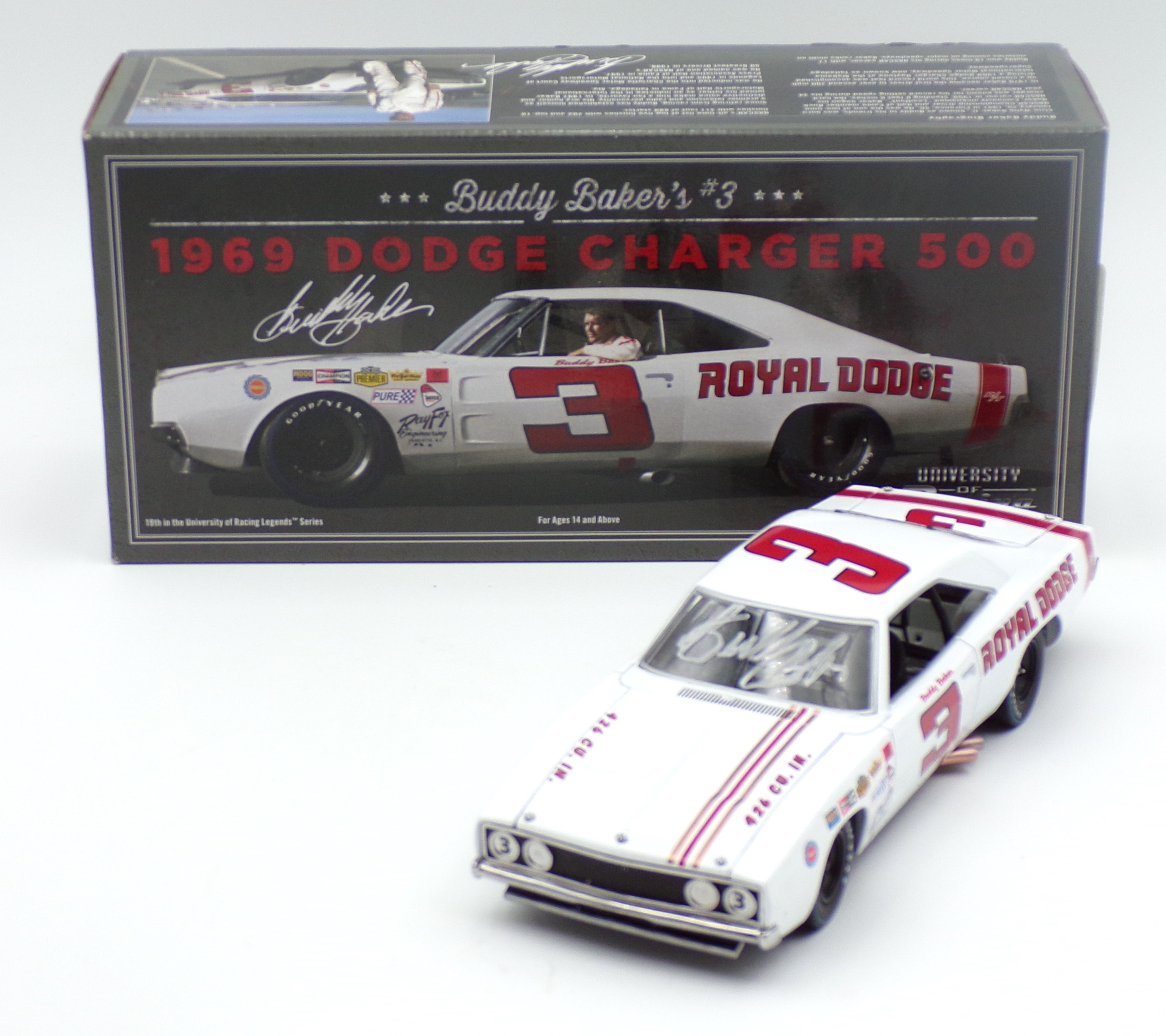 Buddy Baker Autographed 1969 #3 Royal Dodge Dodge Charger 500 1:24 