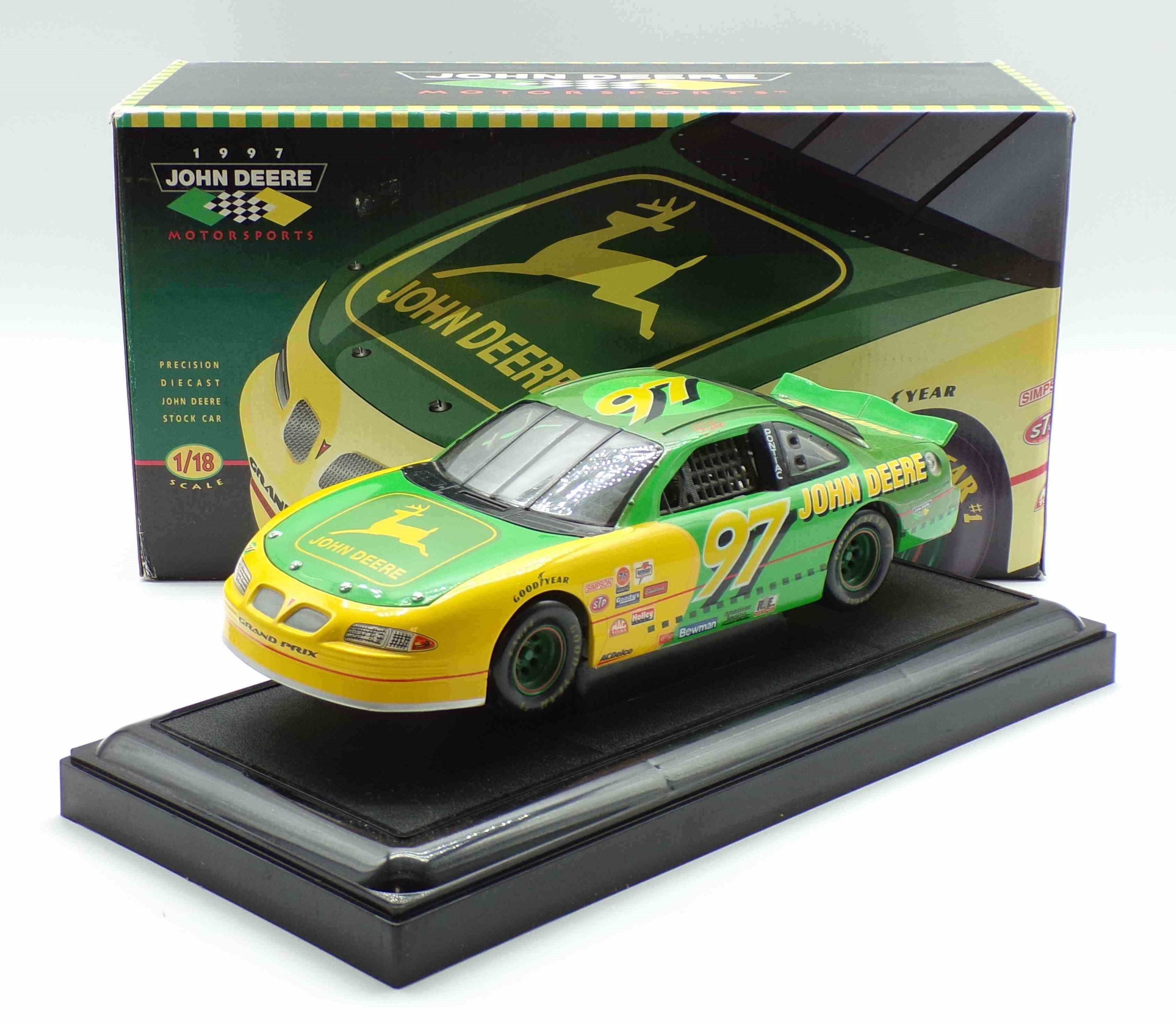 Damaged See Picture** Chad Little 1997 John Deer 1:18 Racing Champions  Diecast w/ Stand