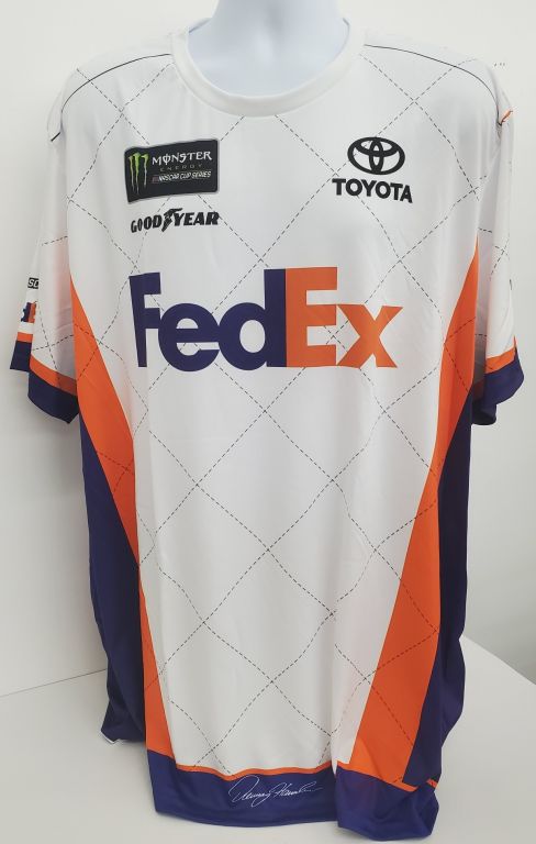 Denny Hamlin FedEx White Pit Shirt