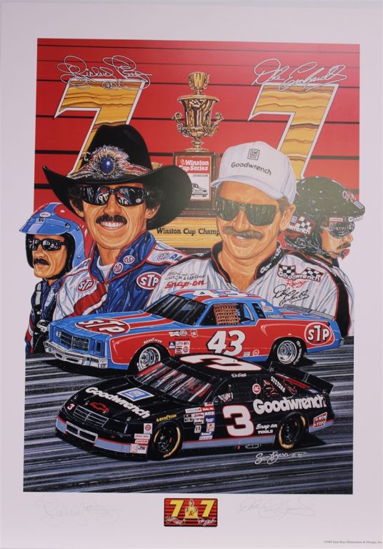 Double Autographed Dale Earnhardt & Richard Petty "7&7" Original 1995 ...