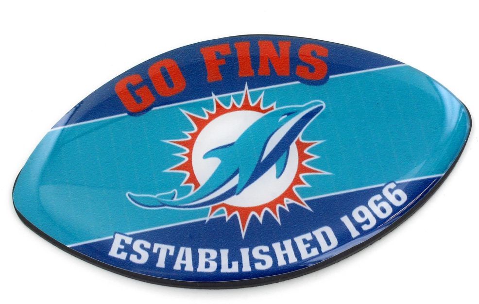 Miami Dolphins Logo Type with Dolphin & Sunburst NFL Die-Cut Round MAGNET