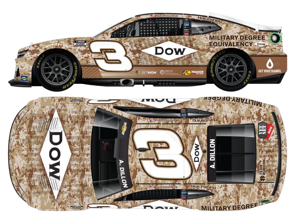 Austin Dillon 2024 Dow Salutes To Veterans 1:24 Elite Nascar Diecast