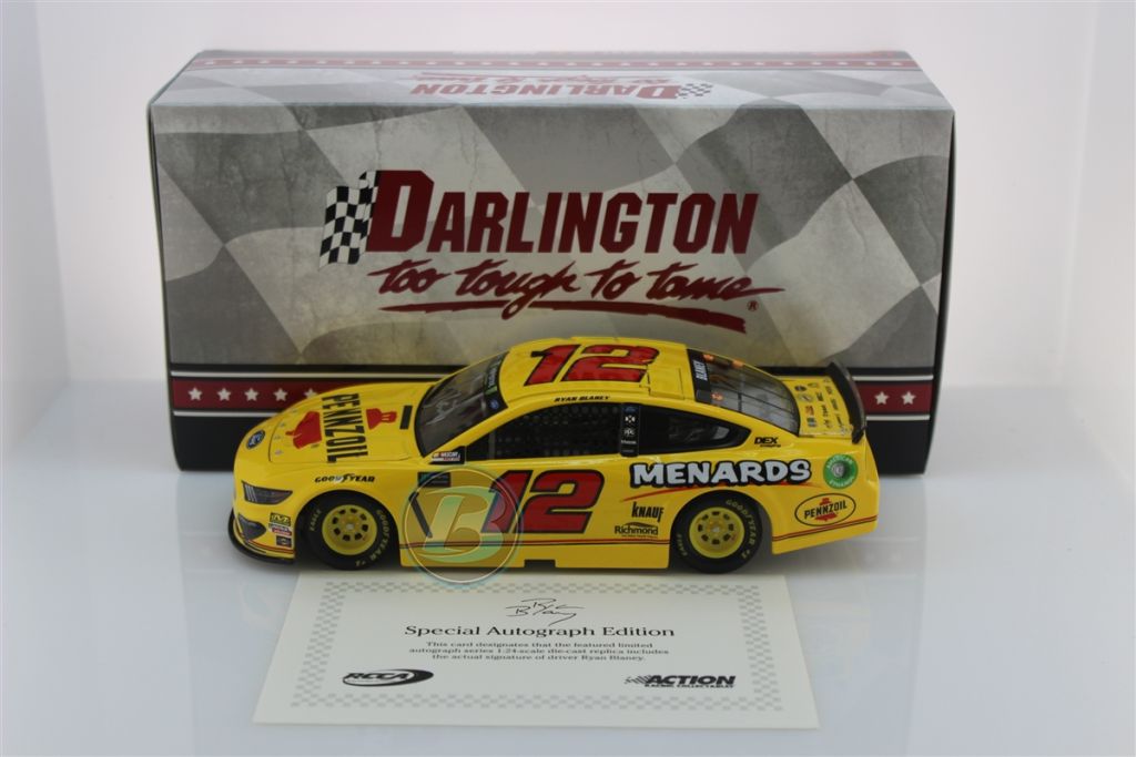 Ryan Blaney Autographed 2019 Pennzoil Darlington Throwback 1:24 Nascar 