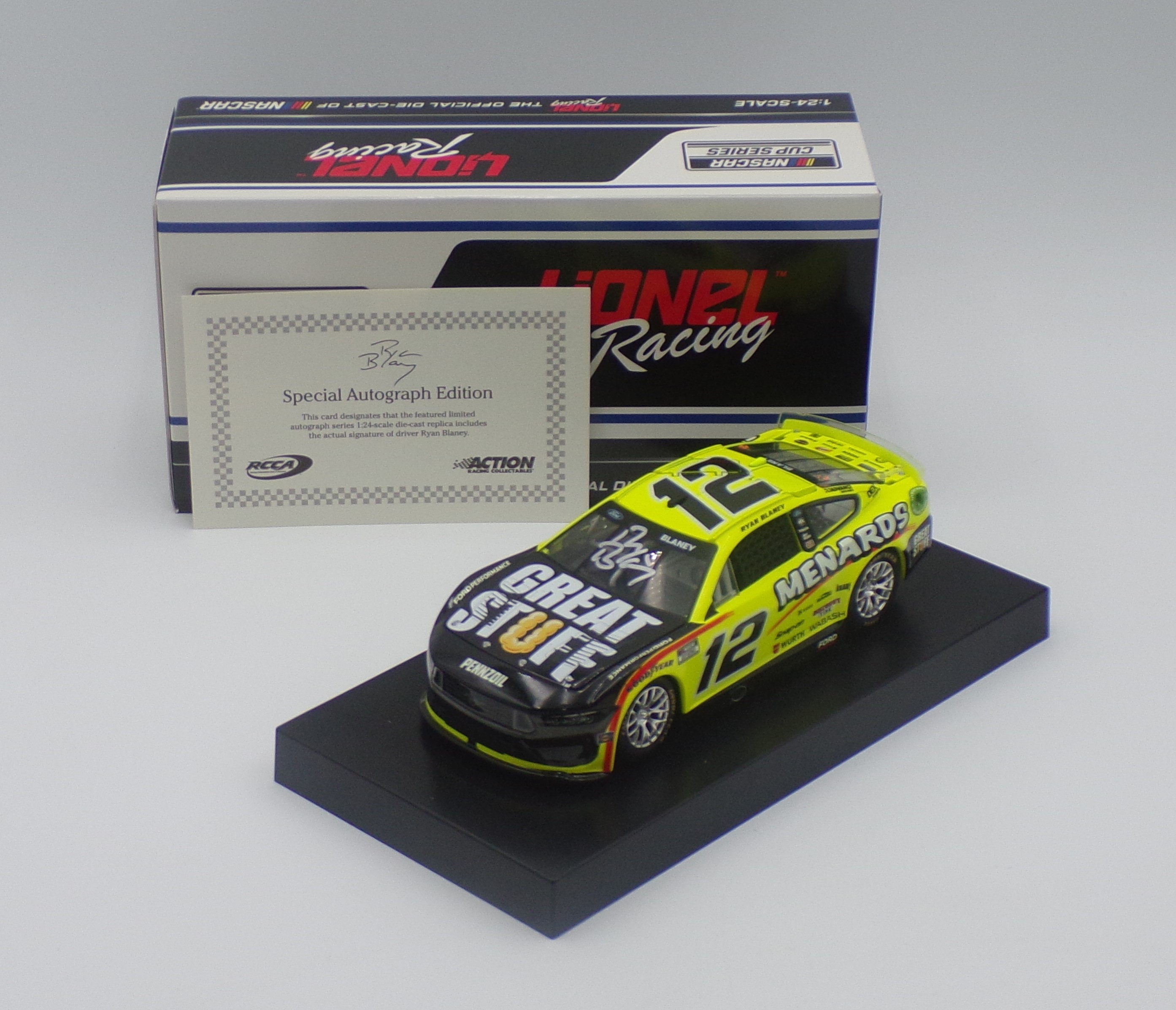 Ryan Blaney Autographed **DIN #1** 2024 Menards/Great Stuff 1:24 Nascar ...