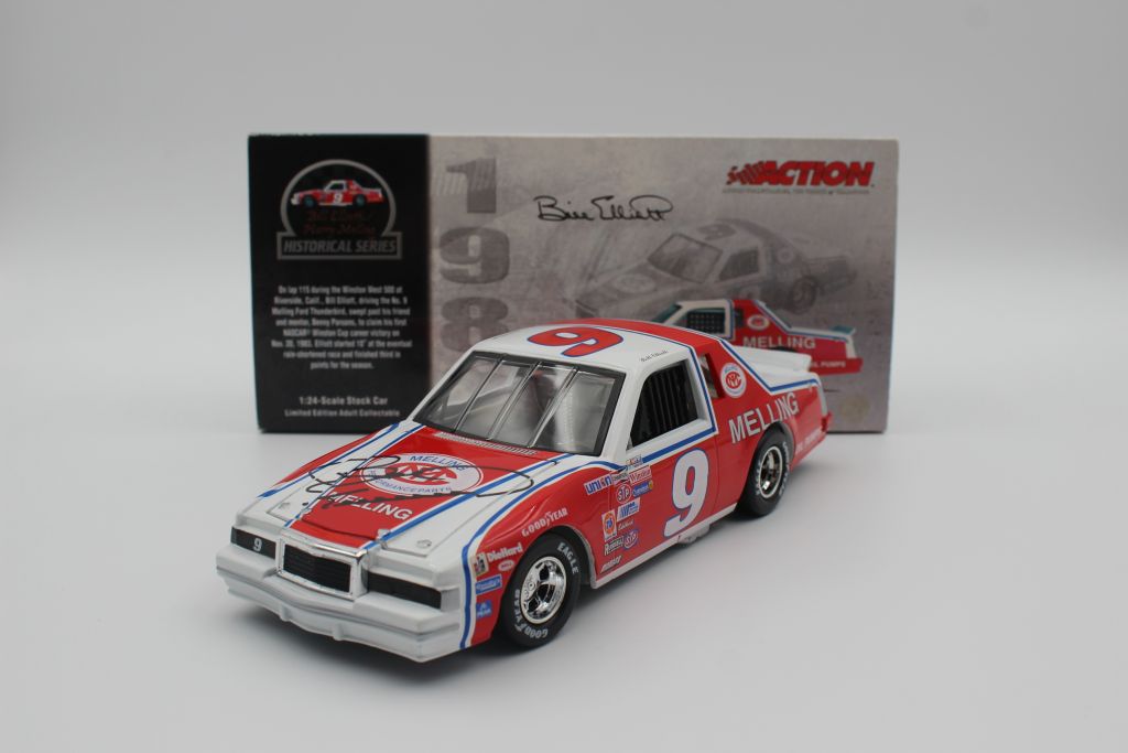 Bill Elliott Autographed 1982 Melling / 1st Win 1:24 Nascar Diecast