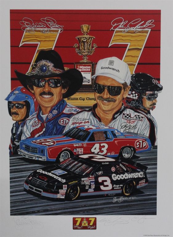 Double Autographed Dale Earnhardt & Richard Petty 