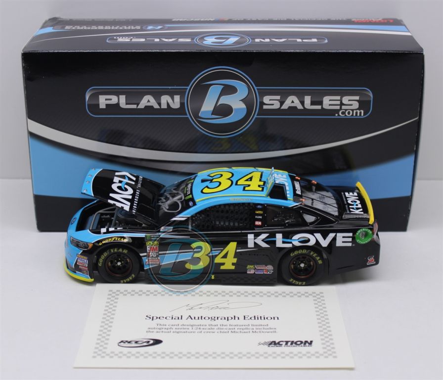 Michael McDowell Autographed 2018 K-Love 1:24 Nascar Diecast