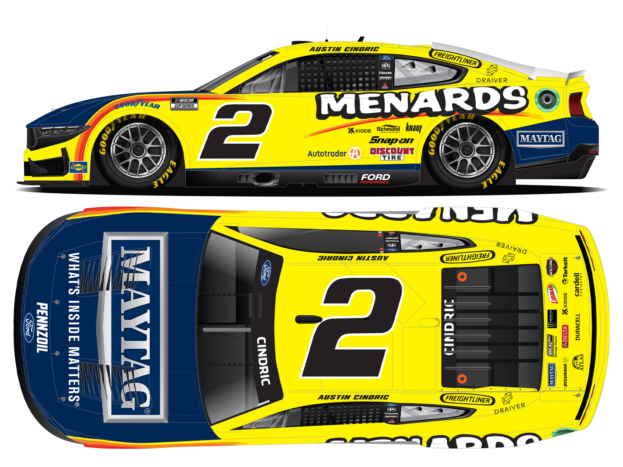 Austin Cindric 2025 Menards 1:24 Color Chrome Nascar Diecast