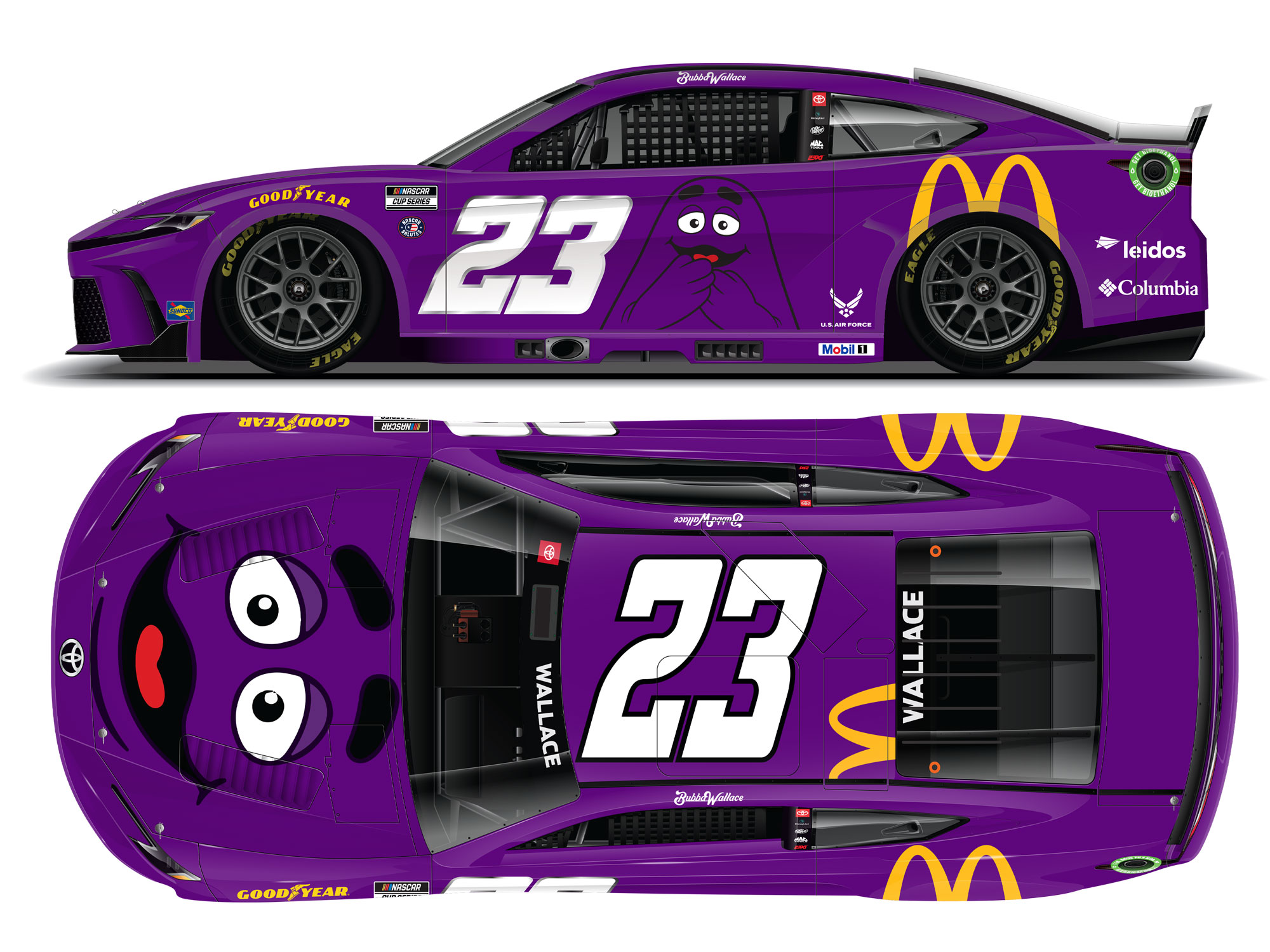 Bubba Wallace 2024 McDonald's Grimace 1:24 Nascar Diecast