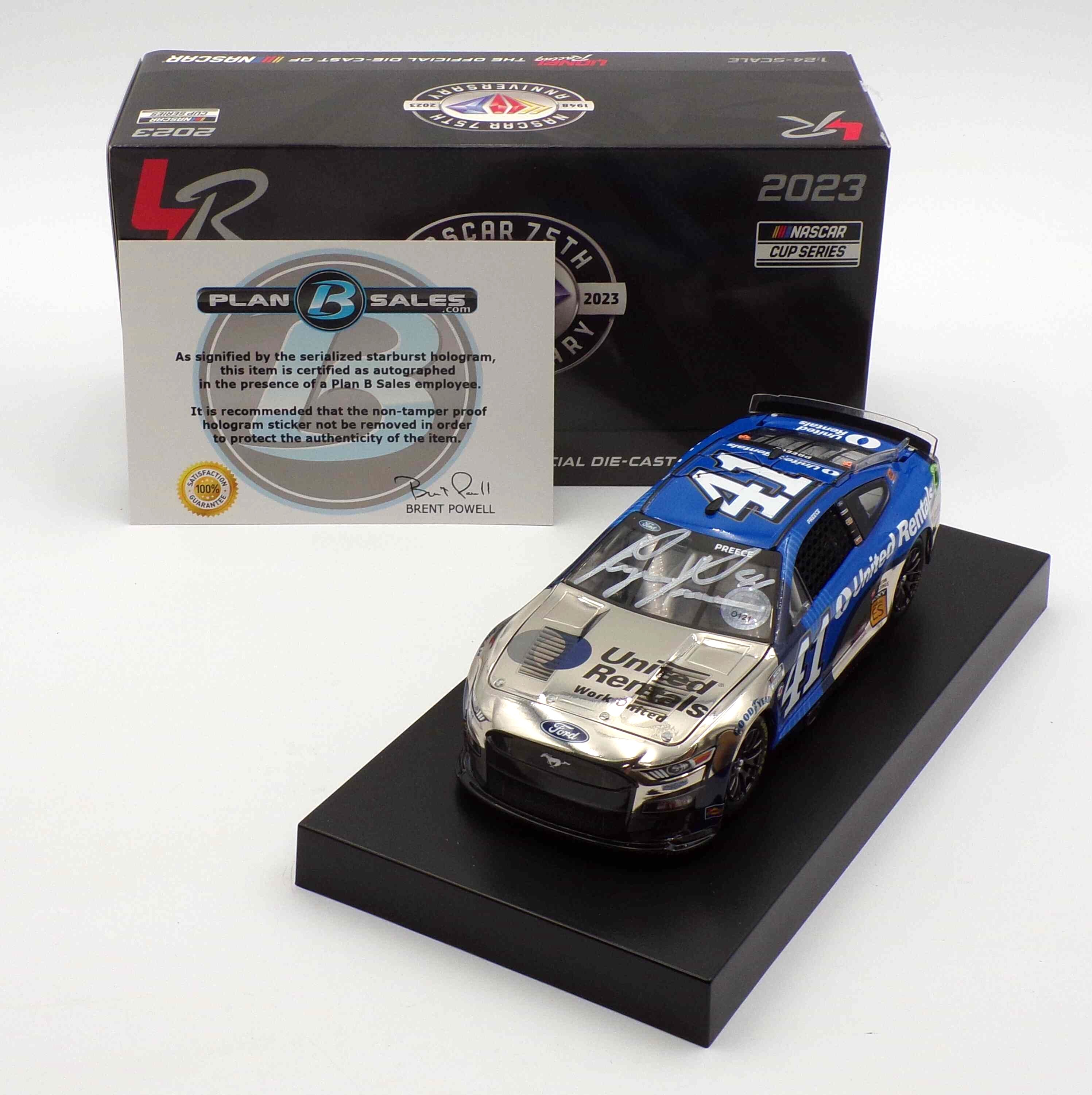 Ryan Preece Autographed 2023 United Rentals 1:24 Color Chrome Nascar ...