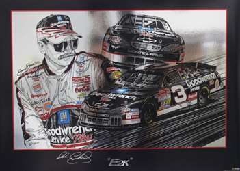 Autographed Dale Earnhardt "E2K" Original 2000 Sam Bass 21" X 29" Print w/ COA  Sam Bass, Intimidator, Earnhardt Sr., 1987, Monster Energy Cup Series, Winston Cup,Poster, The Count of Monte Carlo, Chanpion, Ralph