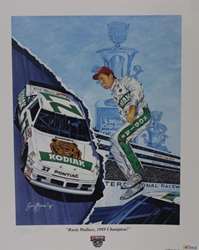 Autographed Rusty Wallace " 1989 Champion " Sam Bass Print 22" X 27.5" w/COA  Autographed Rusty Wallace " 1989 Champion " Original Sam Bass Print 22" X 27.5" w/ COA