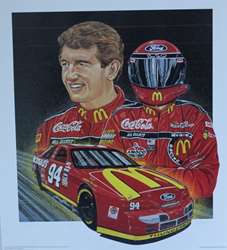 Bill Elliott 1995 "Red Hot" Numbered Sam Bass Print 27.5" X 24.5  Bill Elliott 1995 "Red Hot" Numbered Sam Bass Print 27.5" X 24.5