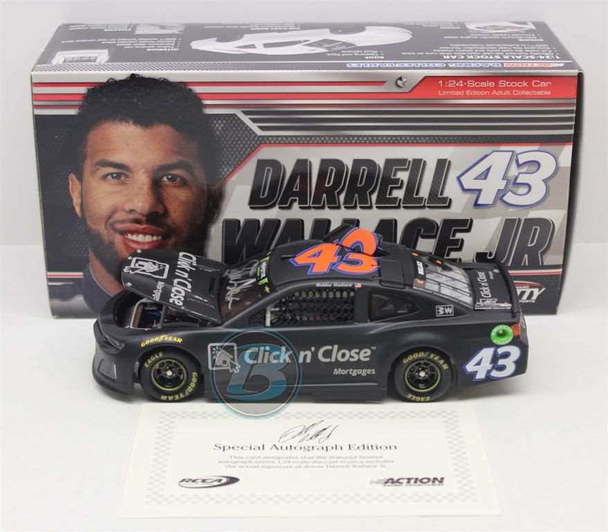 Bubba Wallace Autographed 2018 Click N' Close Test Car 1:24 Nascar Diecast