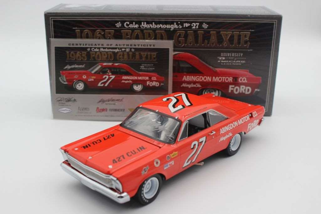 Cale Yarborough Autographed Abingdon Motor Co. 27 1965 Ford Galaxie 1 24 University of Racing Nascar Diecast