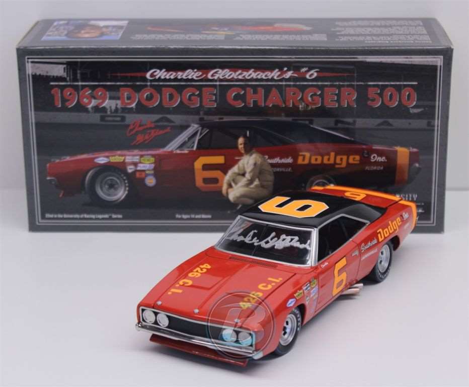 Charlie Glotzbach Autographed #6 Southside Dodge Inc. 1969 Dodge Charger  500 1:24 University of Racing Nascar Diecast