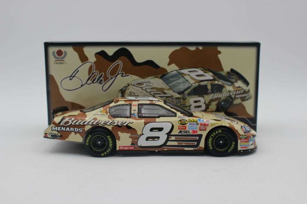 Dale Earnhardt Jr Budweiser newest Camo / American Heroes 1.24 Scale Diecast