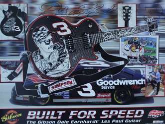 Dale Earnhardt Sr. 1998 Gibson Guitar " Built For Speed " Sam Bass Poster 18" X 24 Sam Bas Poster, Dale Earnhardt Sr. 1998 Gibson Guitar " Built For Speed " Sam Bass Poster 18" X 24