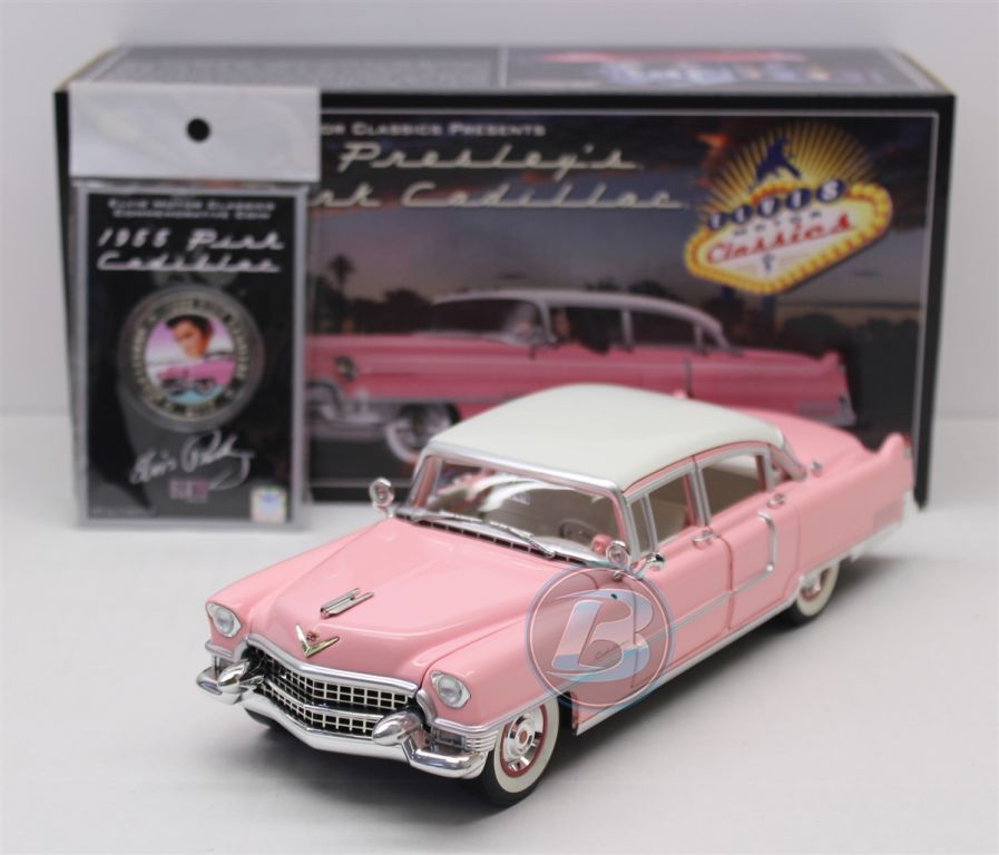 Elvis Presley's 1955 Pink Cadillac 1:24 w/ Collectible Coin University of  Racing Diecast