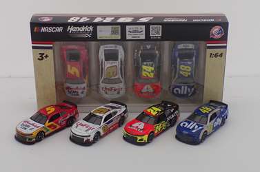 Hendrick Motorsports 2024 Darlington Throwback 4 Pack 1:64 Nascar Diecast Kyle Larson, Chase Elliott, Alex Bowman, William Byron, Nascar Diecast, 2024 Nascar Diecast, 1:64 Scale Diecast,