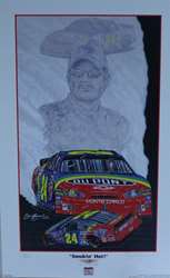 Jeff Gordon  "SMOKIN HOT " Original Numbered Sam Bass Print 30" X 19"  Jeff Gordon  "SMOKIN HOT " Original  Numbered Sam Bass Print 30" X 19"