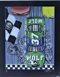 Kevin Grubb 1999 "Timber Wolf Racing " Original Artist Proof Sam Bass Print 27" X 21"  Kevin Grubb 1999 "Timber Wolf Racing " Original Artist Proof Sam Bass Print 27" X 21"