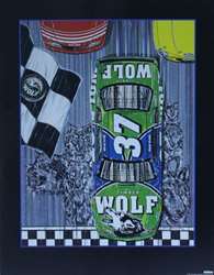 Kevin Grubb 1999 "Timber Wolf Racing " Original Sam Bass Print 27" X 21"  Kevin Grubb 1999 "Timber Wolf Racing " Original Sam Bass Print 27" X 21"