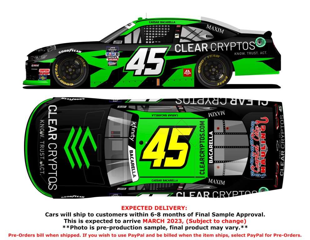 Caesar Bacarella 2022 ClearCryptos 1:64 Nascar Diecast