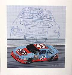 Richard Petty "Blueprint" Original Sam Bass Print  25" X 23.5" Richard Petty "Blueprint" Original Sam Bass Print  25" X 23.5"