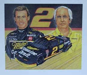 Rusty Wallace And Roger Penske "A Pair of Winners"  Sam Bass Print 20" X 24.5" Rusty Wallace And Roger Penske " A Winning Combination "  Sam Bass Print 20" X 24.5"